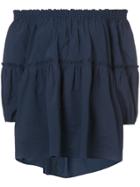 Kuho Off-shoulder Ruffle Blouse - Blue