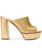 Casadei Open Toe Platform Mules - Metallic