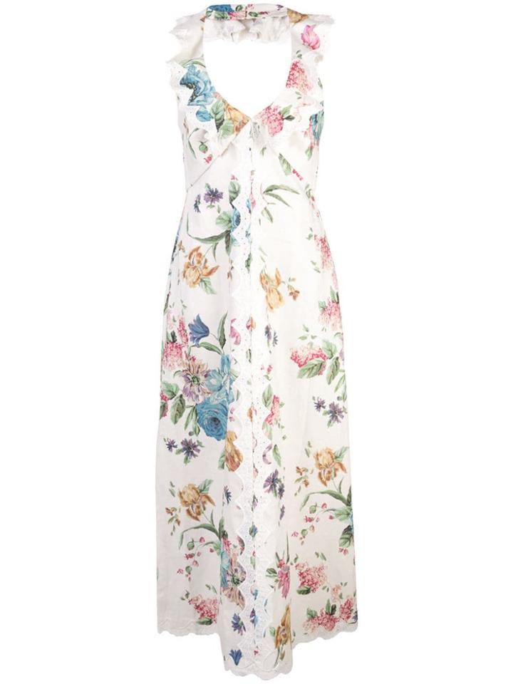 Zimmermann Floral Frill Dress - White