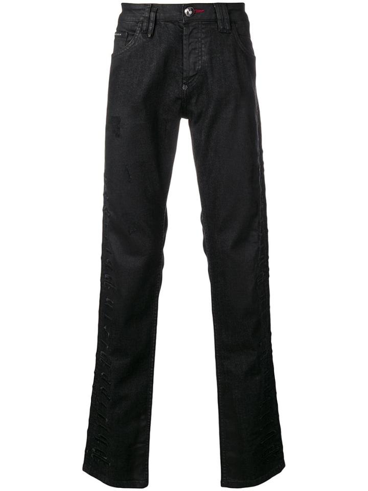 Philipp Plein Embroidered Straight Jeans - Black