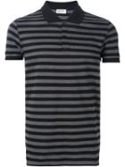 Saint Laurent Striped Polo Shirt, Men's, Size: Medium, Grey, Cotton