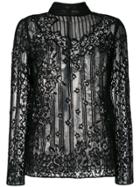 Valentino Floral Lace Embroidered Blouse - Black