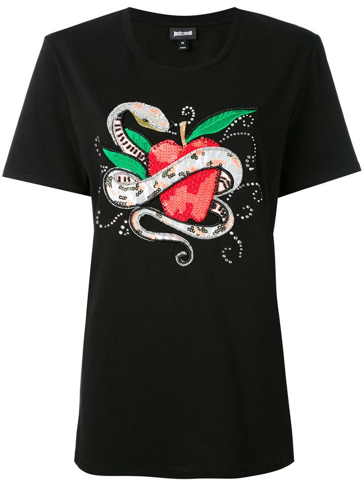 Just Cavalli - Snake Print T-shirt - Women - Cotton - M, Black, Cotton