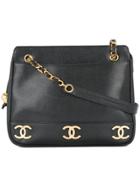 Chanel Vintage Logo Chain Shoulder Bag - Black