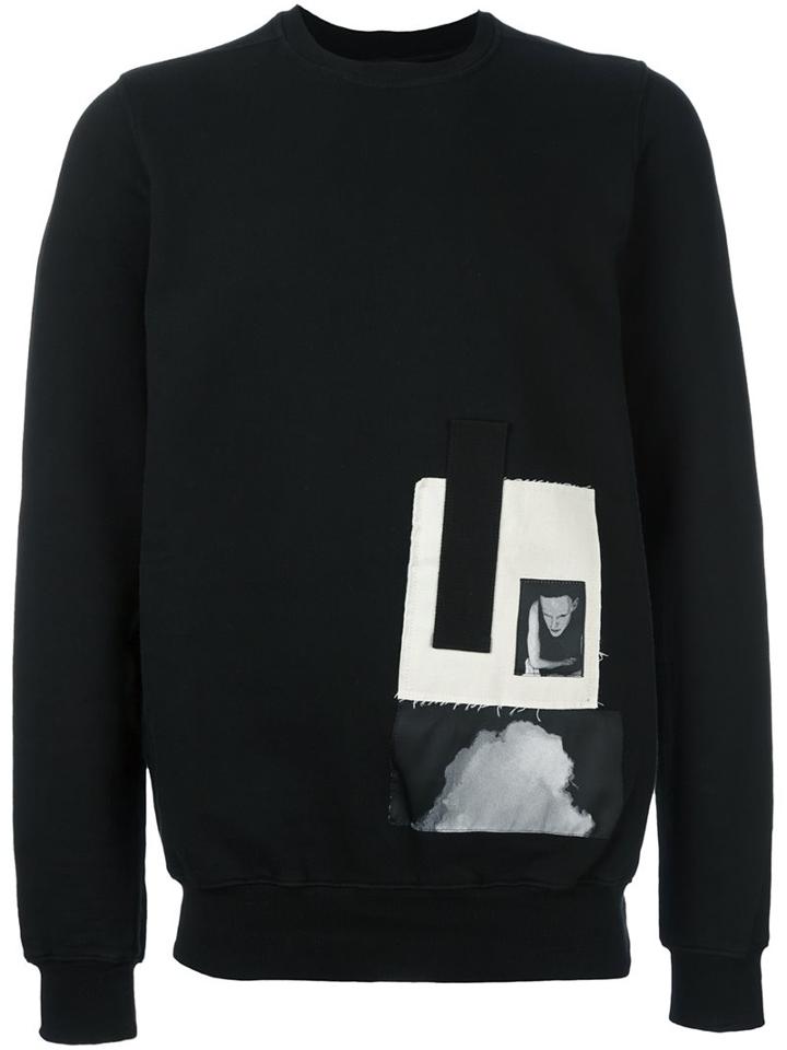 Rick Owens Drkshdw Abstract Patch Sweatshirt, Men's, Size: Xl, Black, Cotton