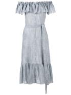 Lisa Marie Fernandez Mira Off-shoulder Striped Cotton Dress, Women's, Size: 3, Blue, Cotton