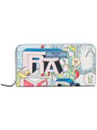 Prada Multicoloured Comics Print Leather Wallet - Blue
