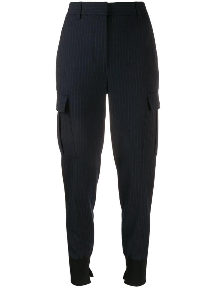 3.1 Phillip Lim Pinstriped Tapered Trousers - Blue