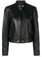 Versace Embossed Leather Jacket - Black