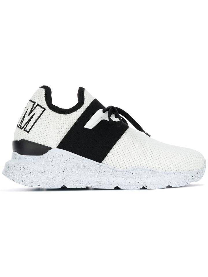 Msgm Logo Embroidered Sneakers - White