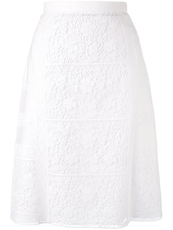 Burberry - Floral Macrame Straight Skirt - Women - Cotton - 12, White, Cotton