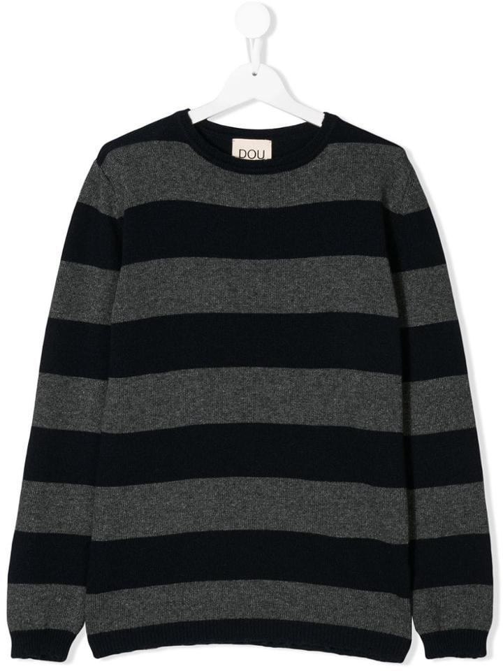 Douuod Kids Teen Striped Knitted Jumper - Blue