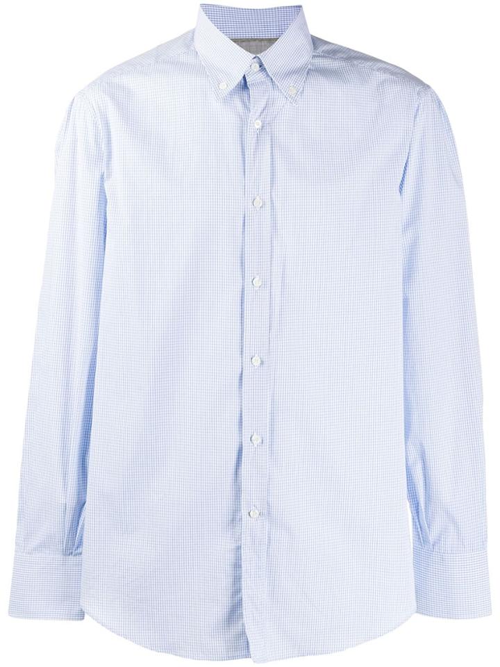Brunello Cucinelli Checked Button Down Shirt - Blue