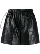Nude High-waist Paperbag Shorts - Black