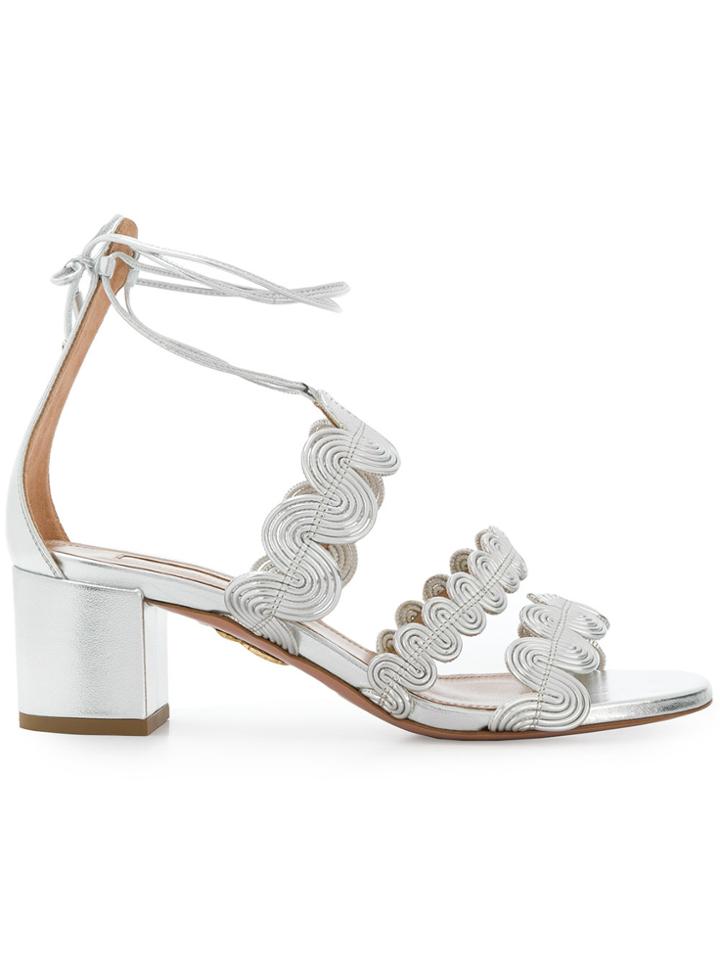 Aquazzura Wave Strap Sandals - Metallic