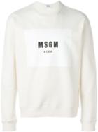 Msgm Logo Print Sweatshirt, Men's, Size: L, White, Cotton