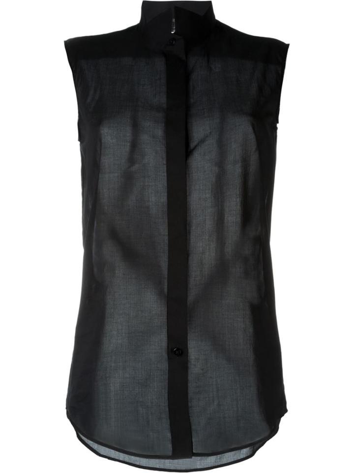 Maison Margiela Sleeveless Sheer Blouse, Women's, Size: 42, Black, Cotton