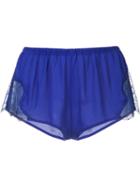 Fleur Du Mal - Tap Shorts - Women - Silk/polyester - Xs, Women's, Blue, Silk/polyester