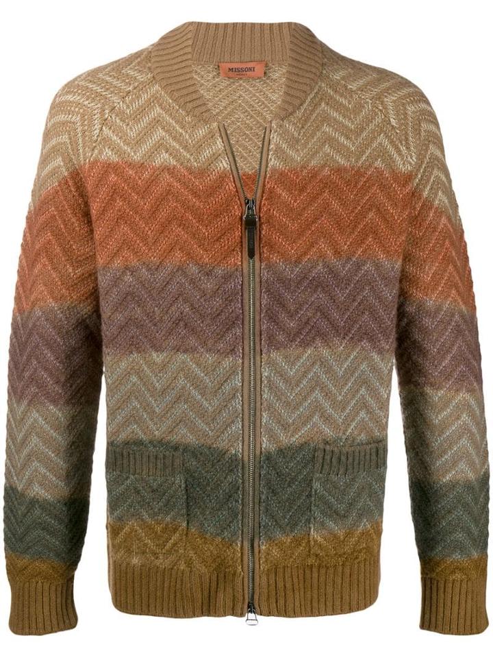 Missoni Colour Block Zipped Cardigan - Green