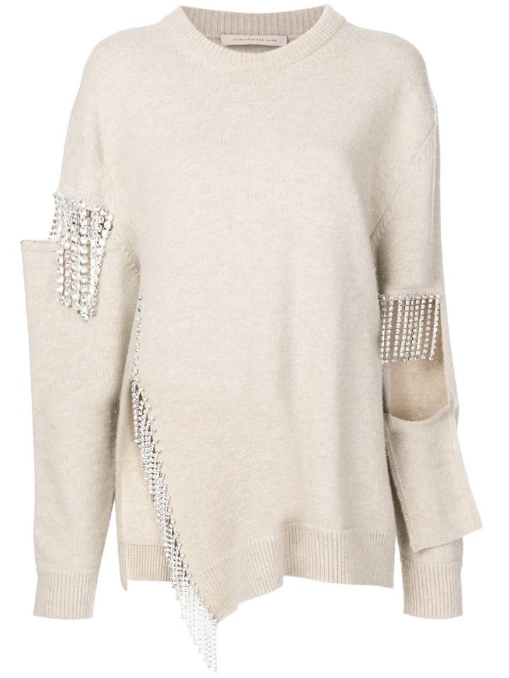 Christopher Kane Crystal Cut Out Knit Jumper - Nude & Neutrals