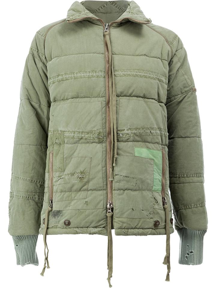 Greg Lauren Destroyed Retro Padded Jacket - Green