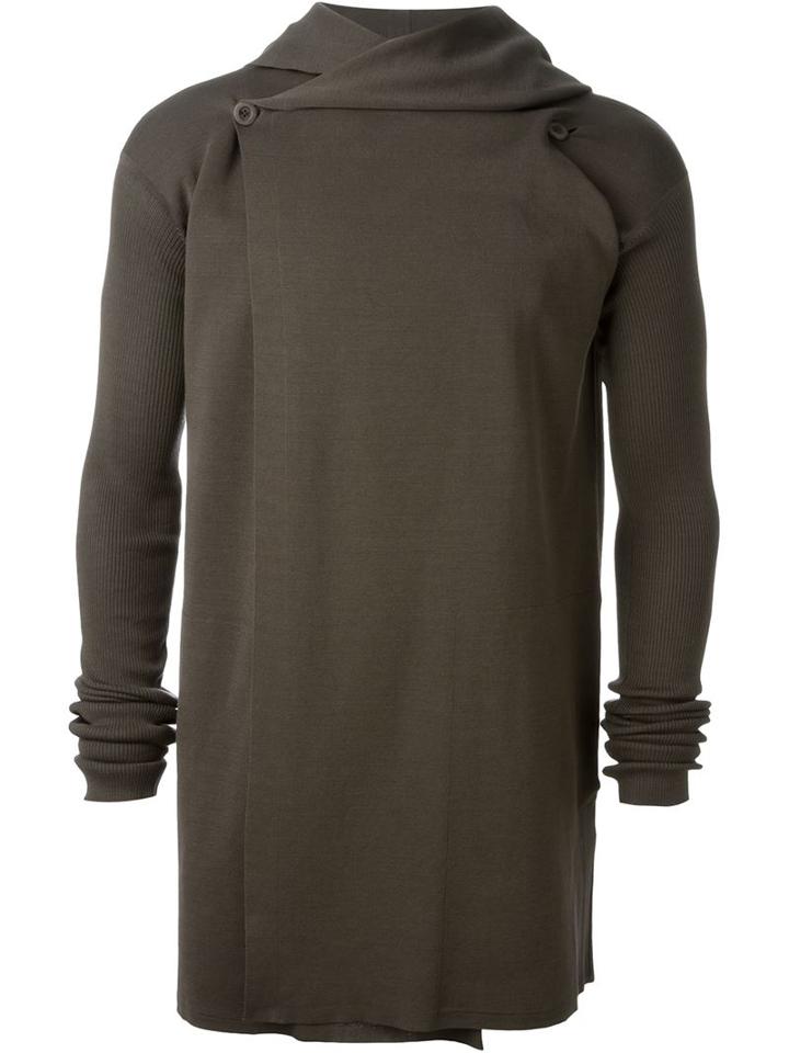 Rick Owens Hooded Cardigan, Men's, Size: Xl, Green, Cotton
