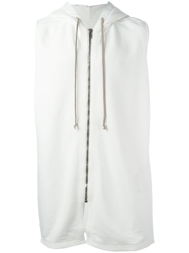 Rick Owens Drkshdw Zip Up Sleeveless Hoodie - White