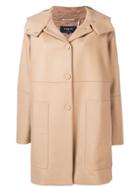 Rochas Hooded Mid-length Coat - Brown