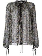 Dorothee Schumacher Floral Print Sheer Blouse, Women's, Size: 3, Black, Silk