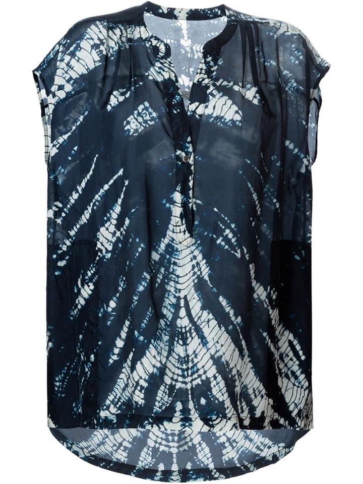 Raquel Allegra Tie Dye Print Blouse, Women's, Size: 1, Blue, Silk