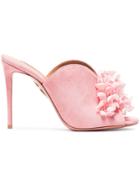 Aquazzura Pink Lily Of The Valley 105 Suede Mules - Pink & Purple