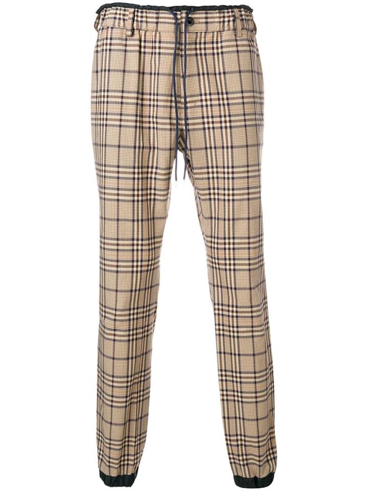 Sacai Jogger-style Checked Trousers - Brown