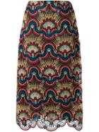 Valentino 'star Stripes' Macrame Skirt, Women's, Size: 44, Silk/cotton/polyester/metallic Fibre
