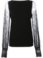 Plein Sud Sheer Lace Sleeve Blouse - Black