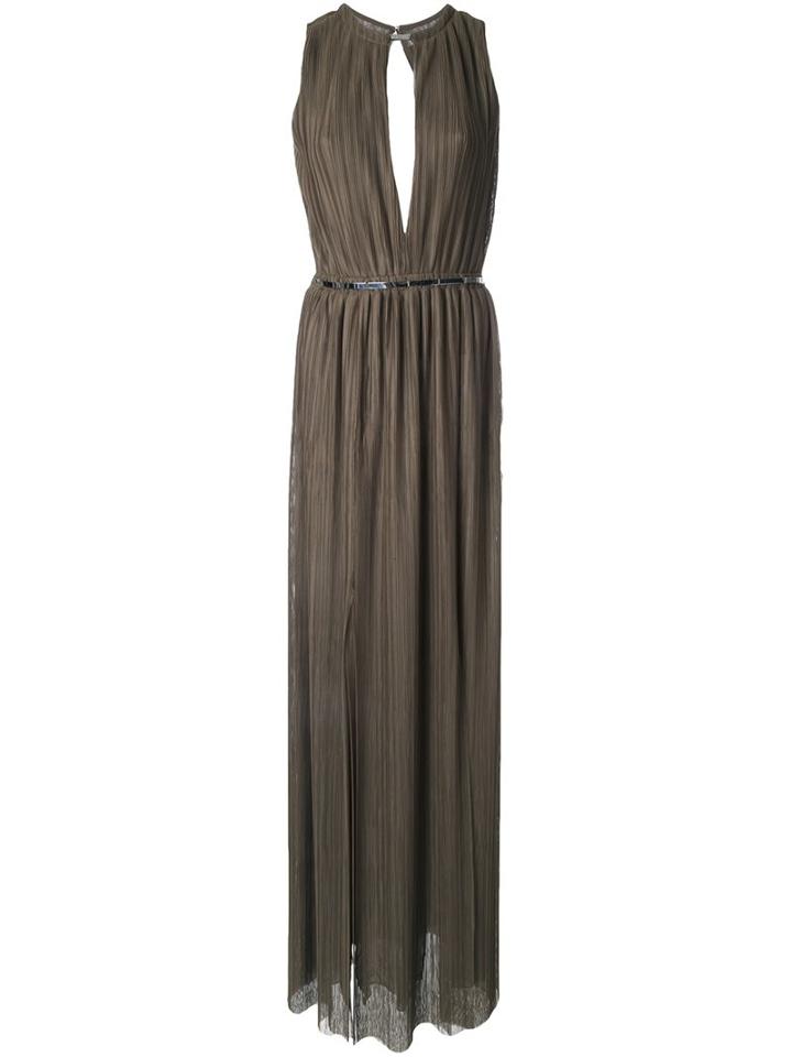 Jay Ahr Plissé Evening Gown, Women's, Size: 34, Green, Polyester