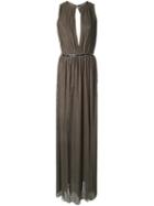 Jay Ahr Plissé Evening Gown, Women's, Size: 34, Green, Polyester