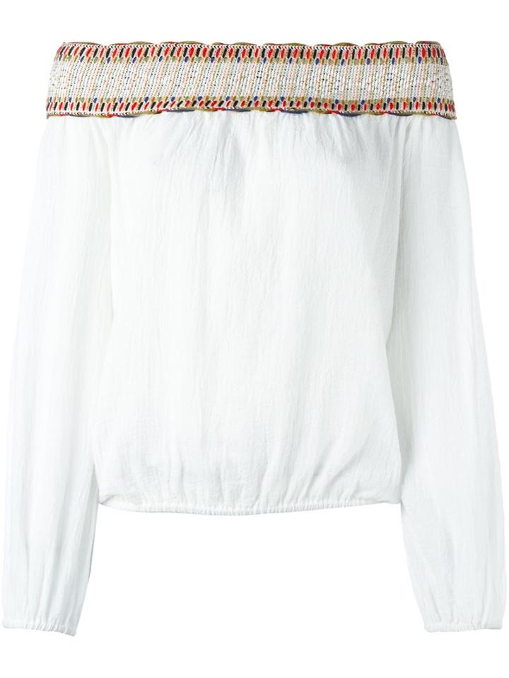 Tory Burch Embroidered Off Shoulder Blouse