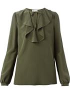 Red Valentino Ruffle Detail Blouse, Women's, Size: 44, Green, Silk