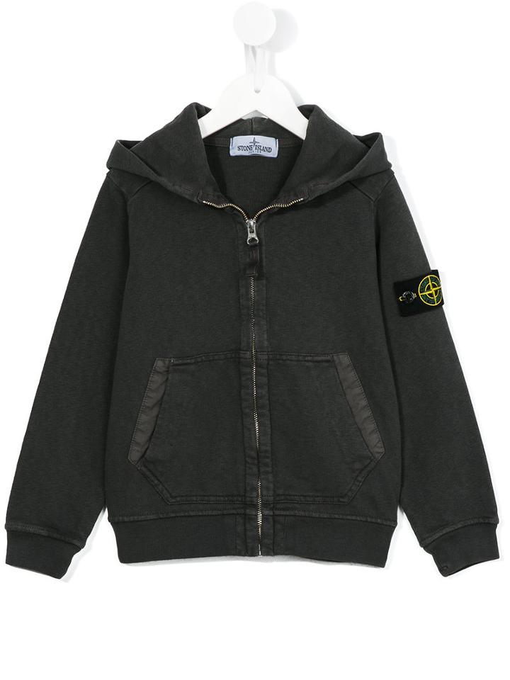 Stone Island Kids Logo Patch Hoodie, Boy's, Size: 6 Yrs, Grey