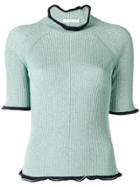 Golden Goose Deluxe Brand Ribbed Frill-trim Sweater - Green