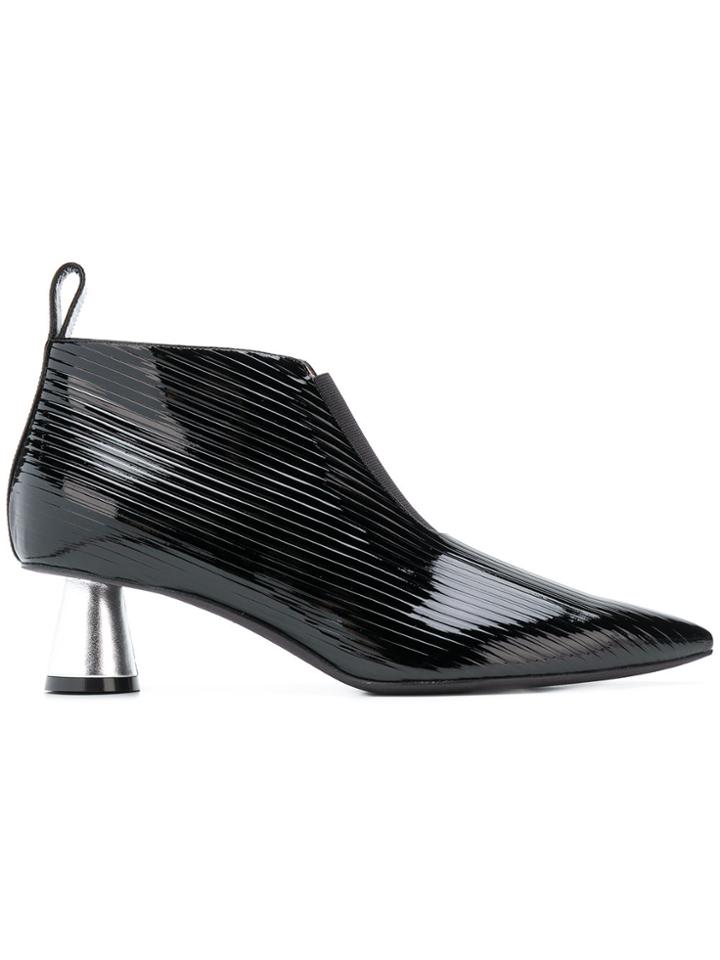 Emilio Pucci Ribbed Pointed Ankle Boots - Black