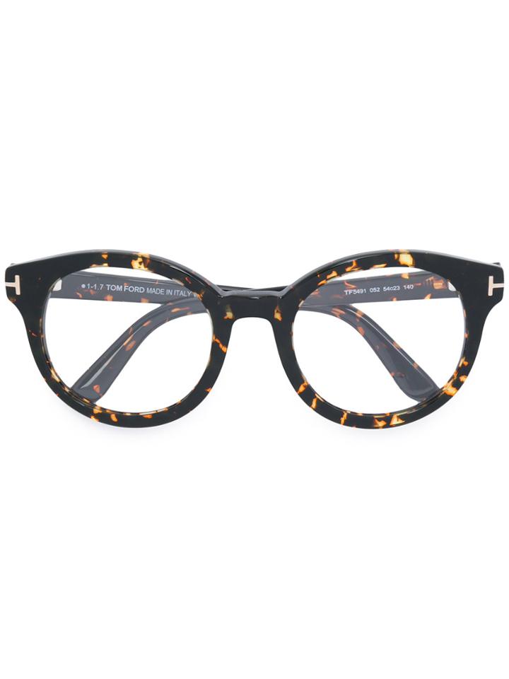 Tom Ford Eyewear Round Frame Tortoiseshell Glasses - Brown
