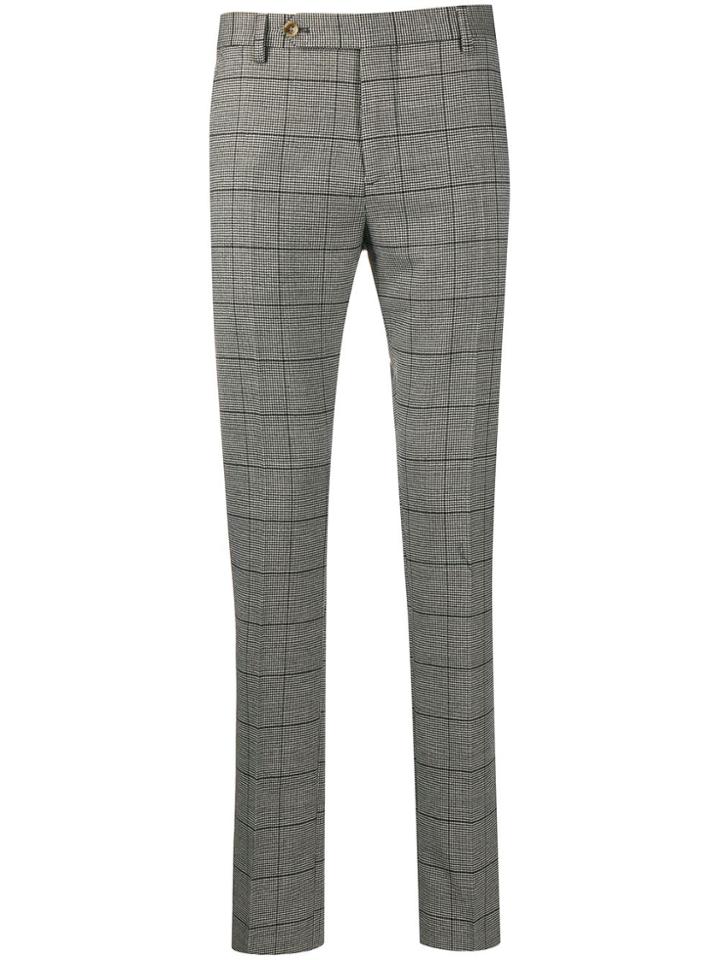 Entre Amis Check-print Woven Trousers - White