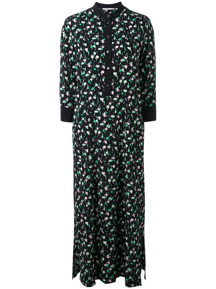 Agnona - Floral Print Midi Dress - Women - Silk/elastodiene - 40, Black, Silk/elastodiene