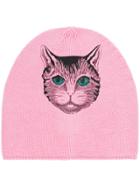 Gucci Rose Beanie With Cat Print - Pink & Purple