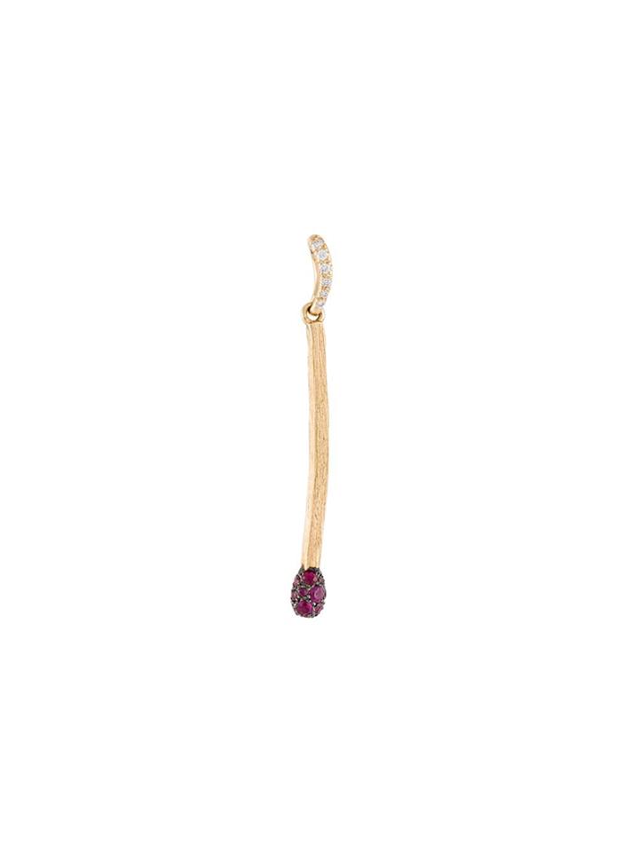 Aurelie Bidermann 'match' Diamond And Ruby Pendant - Metallic
