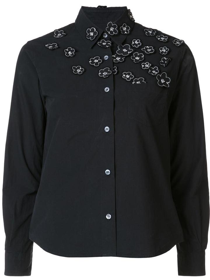 Jimi Roos Floral Embroidered Detail Shirt, Women's, Size: Small, Black, Cotton