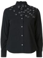 Jimi Roos Floral Embroidered Detail Shirt, Women's, Size: Small, Black, Cotton