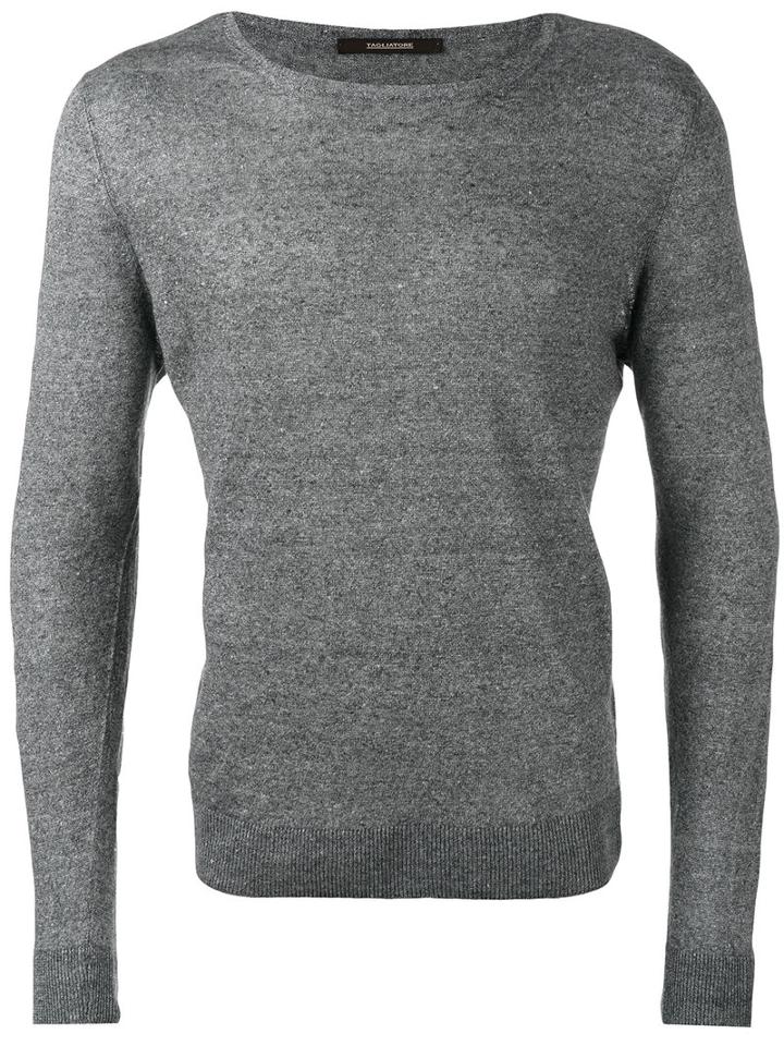 Tagliatore - Merlin Slim-fit Jumper - Men - Linen/flax - 50, Grey, Linen/flax