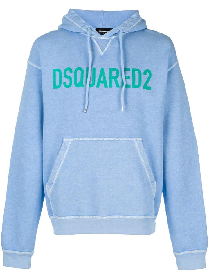 Dsquared2 Logo Printed Hoodie - Blue